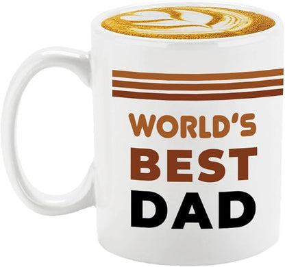 Veracco World's Best Dad Mug Gifts For Father Gift Funny Birthday Gifts for Men Birthday For Dad Men Husband Grandpa Friends Coworker Uncle (White, 11oz)