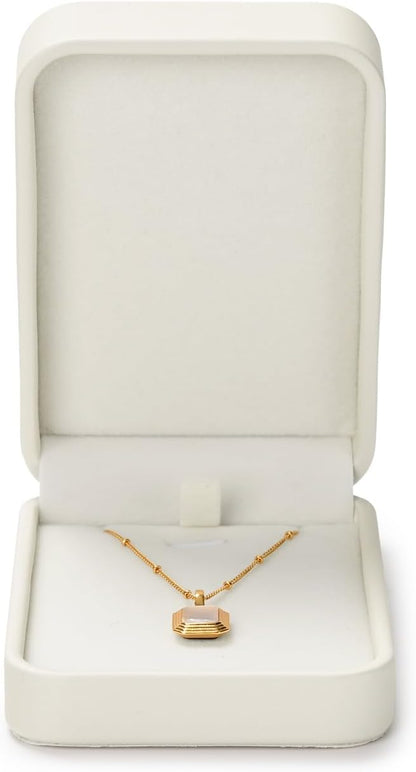 Leather Necklace Box Necklace Gift Box Velvet Interior Pendant jewelry Case Long Chain Display Storage Case for Anniversary Wedding Birthday Mother's Day Gifts (White)