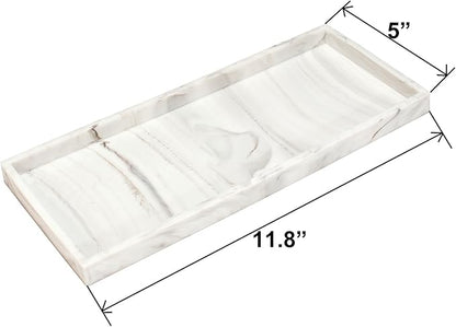 DNC Silicone Bathroom Tray for Counter, 2PC 11.8" Vanity Tray for Countertop, Kitchen Sink Soap Tray for Dish Holder Dispenser Toilet Tank Desk Organizer
