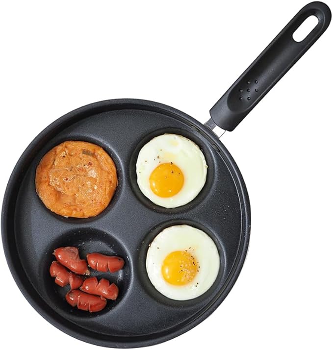 4-Cup Egg Frying Pan Skillet, Non Stick Egg Cooker Pan, Omelet Pan For Breakfast Pancake, Crepe Pan Gas Stove & Electronic