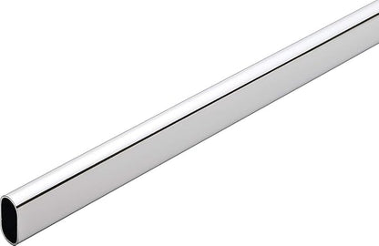 Closet Rod Kit - Oval Rod, 92 inch (2337mm) long with 6 end caps and center support. (Chrome)