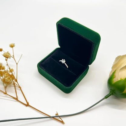 GBYAN 2 Pieces Velvet Ring Box, Jewelry Display Gift Box, Ring Case for Proposal,Engagement, Wedding,Green