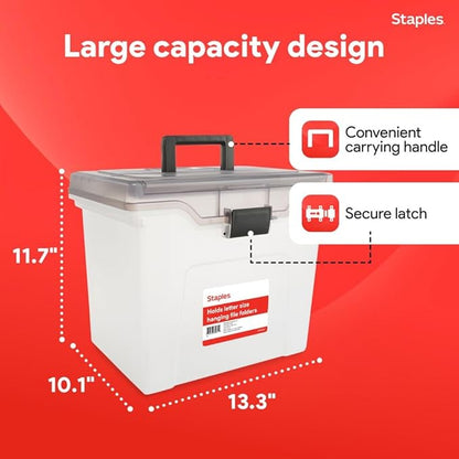 STAPLES File Box File Portable Tote, Letter Size, Clear, 2/Pack