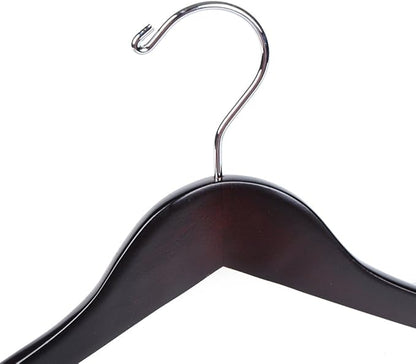 Luxury Wide Shoulder Wooden Hangers 2 Pack, with Velvet Bar, Smooth Mahogany Finish Wood Suit Hanger Coat Hanger for Closet, Holds Upto 20lbs, 360° Swivel Hook, for Jacket, Dress Heavy Clothes Hangers