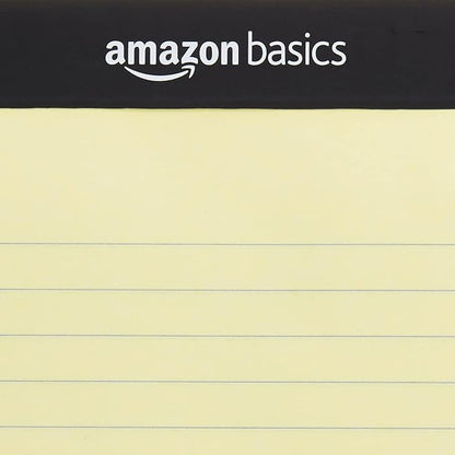 Amazon Basics Wide Ruled Lined Writing Pads, 8.5" x 11.75", Canary, 12-Pack of 50 Perforated Sheets, Sturdy Backing