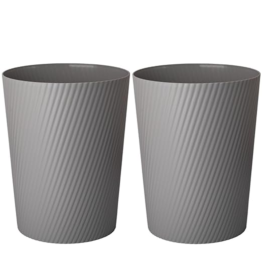 UUJOLY Small Trash Can Wastebasket Garbage Can Container Bins for Bathrooms, Laundry Room, Kitchens, Offices, Kids Rooms, Dorms (Dark Grey, 2 Pack)