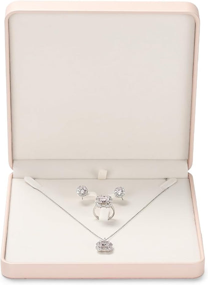 Oirlv Luxury Leather Jewelry Set Box Big Necklace Ring Storage Case Jewelry Gift Box for Bracelet Necklace Earring Ring (Pink)