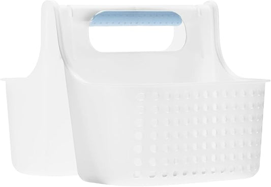 madesmart Portable Shower Tote, Hold Soap, Shampoo, Hair Supplies and Beauty Products, Cleaning Supplies Organizer for Home, Dorm, Plastic Shower Tote, Soft Handle, Blue
