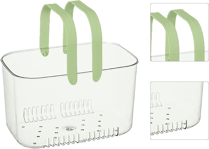 Portable Shower Caddy, Plastic Storage Basket with Handle Box Organizer Bin Drainage Toiletry Tote Bag for Bathroom, Kitchen, College, Gym, Camp (Green)