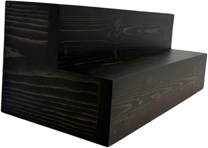 Tiered Bottle Shelf | 2 Tier Liquor Bottle Display | Bar Organization | Wine Shelf | Black (18")