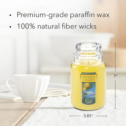 Yankee Candle Sicilian Lemon Scented Classic 22oz Large Jar Single Wick Candle Over 110 Hours of Burn Time Perfect for Home Decor Parties and Gifts