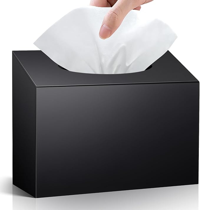 Acrylic Hand Towel Box Cover Compatible with Kleenex Disposable Hand Towels Wall-Mounted Paper Towel Dispenser Suitable for Tabletop, Bathroom, Car, and Office Use Valentine's Day Gifts (Black)