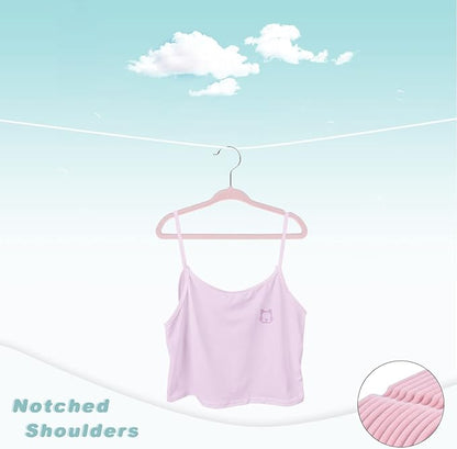BAGIAL 50 Pack Kids Velvet Hangers 14 Inches Children's Clothes Hangers Non-Slip Baby Hangers for Infant/Toddler (Blush Pink)