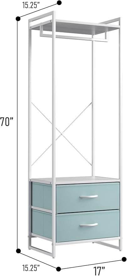 Sorbus Premium Cothing Rack with Drawers - Heavy Duty Wardrobe Closet with Metal Frame & Wooden Top - 70Inch Tall Garment Rack- Lightweight Freestanding Coat Closet - for Hallway, Bedroom