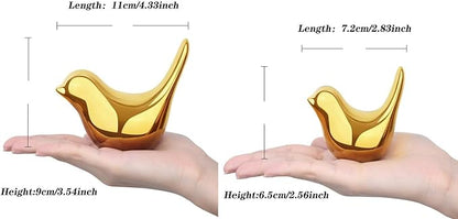 LAIDANLA Small Birds Statues Golden Modern Style Home Decor Birds Small Animal Sculpture for Living Room Office Desktop Shelf Coffee Table Bedroom（2pcs）