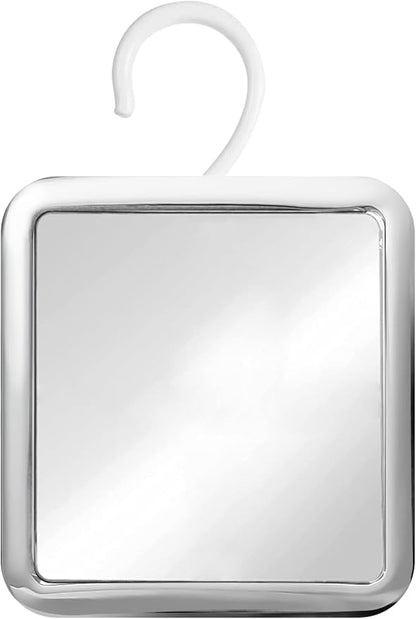 MIRRORVANA Hanging Fogless Shower Mirror for Shaving with 360° Rotatable Swivel Hook - Anti Fog and Shatterproof 6.3" x 6.3" Surface (Chrome)