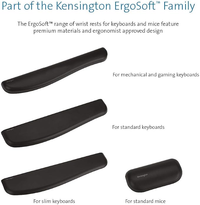 Kensington ErgoSoft Wrist Rest for Standard Keyboards, Black (K52799WW) (Pack of 2)