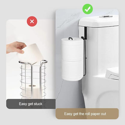 Black Bathroom Toilet Paper Roll Holder for 2 Roll Tissue, Brushed Nickel,Over The Tank Toilet Paper Holder,Self Adhesive Wall Mount,Stainless Steel Toilet Paper Holder Storage 2pcs