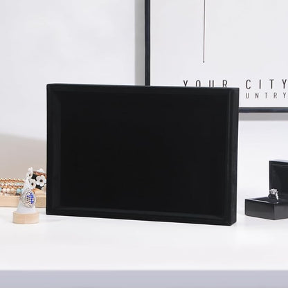 Bedside Organizer Tray, Desktop Storage Tray for Jewelry, Sunglass, Phone, Watch, Perfume,Lipstick, Nightstand Desk-top Catchall, Multi-use Holder Box for Desk Drawer (Black 1Grid)