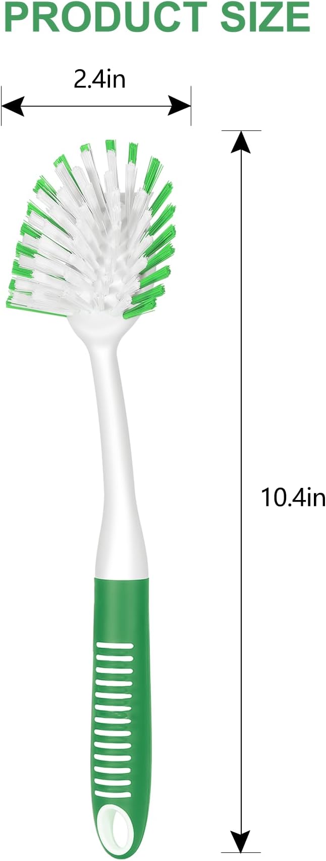 SetSail Dish Brush with Handle, 3 Pack Stiff Bristles Dish Scrubber with Built-in Scraper Dish Scrub Brushes for Cleaning Dishes, Pots and Pans, Kitchen Sink, Green