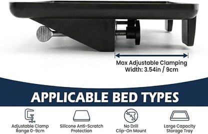 Bedside Shelf，Bunk Bed Shelf, Clip-On Bedside Tray with Cable Management, Floating Nightstand for College Dorm Loft Bed, Back to School Essential