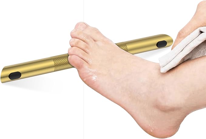 BWE Brushed Gold Shower Foot Rest Bar, Stainless Steel Bar Corner Shower Foot Rest for Shaving Legs, Non-Slip Knurled Shower Step, Wall Mounted Bathroom Shower Shaving Foot Rest