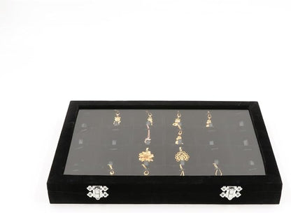 Jewelry Box Necklace Organizer Tray, Black Necklace Display Case Storage Jewelry Necklaces Display Stand 24 Slot Pendant Holder for Women
