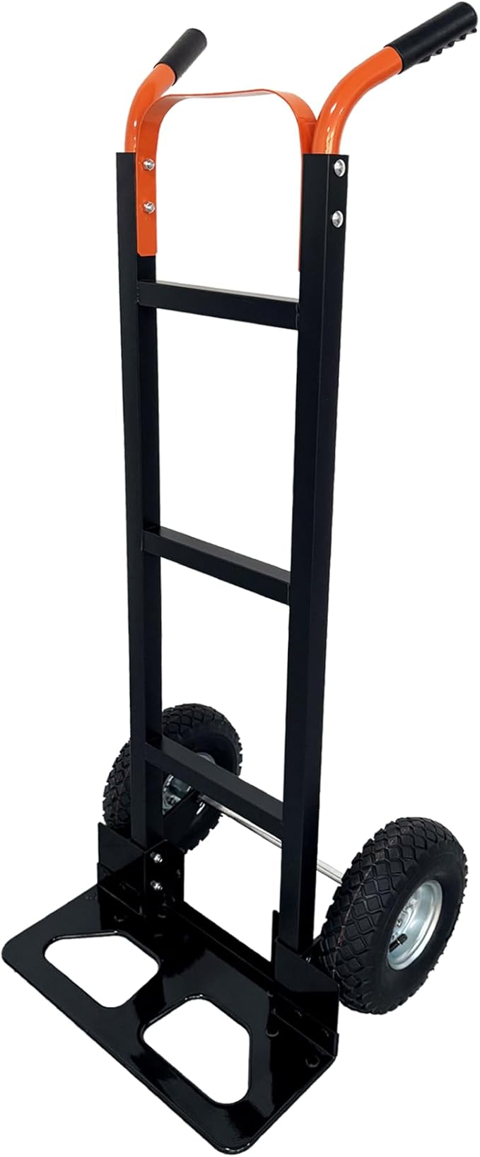 Hand Truck Heavy Duty, 550Lb Capacity Dolly Cart with 10in Rubber Inflatable Wheels, Industrial Trolley with 18in Wide Nose Plate, Moving Dolly for Warehouses, Offices, Homes, Delivery and Workshop