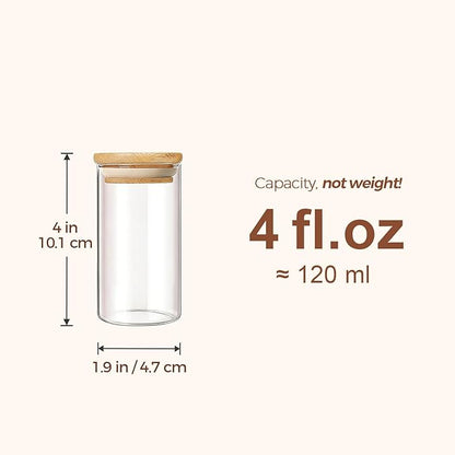 ComSaf Spice Jars with Label 4oz 16 Pack, Glass Spice Jars with Bamboo Lid, Small Seasoning Containers with 54 Black Labels, Stackable for Kitchen, Pantry Organization, Loose Tea, Herbs, Powders, Salt