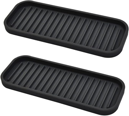 Silicone Sponge Holder Kitchen Sink Organizer Tray Dish Caddy Soap Dispenser, Scrubber Spoon Holder, Dishwashing Accessories (Black, 2 Pack)
