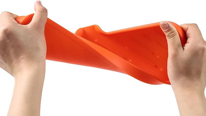 MicoYang Silicone Soap Dish with Drain Spout — Self-Draining Double Sink Organizer Tray for Kitchen & Bathroom, Dispensers, Sponges & Soap Holder, Non-Slip & Dishwasher Safe, Orange (Large, 12"×4")