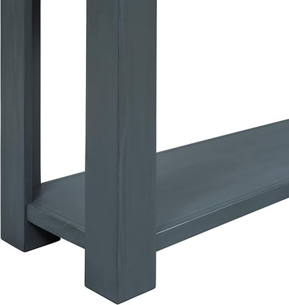 Knocbel Console Table with 4 Storage Drawers Bottom Shelf, Rustic Distressed Sofa Table for Entryway Hallway, Assembly Required, 63" W x 14" D x 30" H, Navy