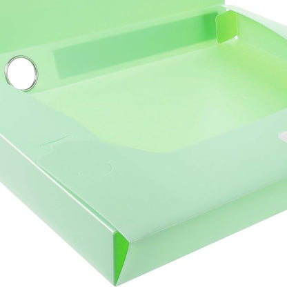 WOONEKY Pastel Color Thickened File Storage Box Portable Document Organizer Case with Capacity PP Material Folder Organizer for Office and Home Use Reusable File Holder in Light Green
