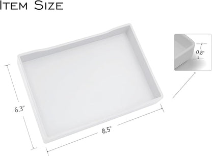 Small White Serving Tray (8.5 x 6.3 inch) for Serving Accessory, Spa, Coffee, Drinks, Wine, Tea, Bar, Party, Seasoning, Perfume or Display Use.