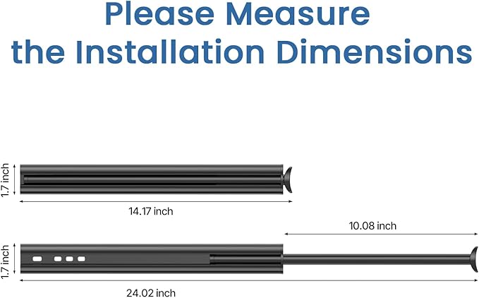 Valet Rod 14-Inch, Pull-Out Closet Clothes Closet Hanging RodMetal Telescoping Adjustable, Rust-Free Closet Hanging Clothes Hat Rack Rod (Mounting Screws Included)-Black