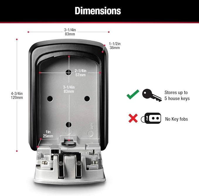 Master Lock Set Your Own combination Wall Mount Lock Box, 5 Key capacity, Black 5401EC