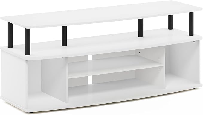 Furinno Jaya Large Entertainment Center Hold up to 55-in TV, Inch, White/Black