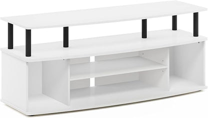 Furinno Jaya Large Entertainment Center Hold up to 55-in TV, Inch, White/Black