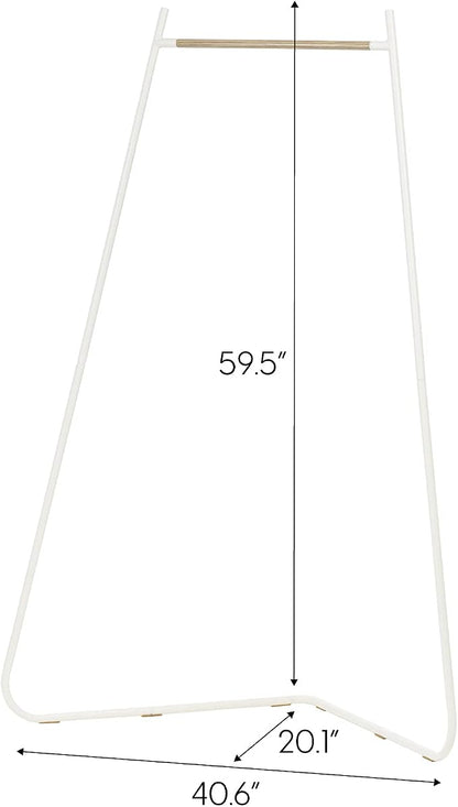IRIS USA Stylish Corner Clothes Rack for Hanging Clothes, Easy to Assemble, Freestanding Metal Sturdy Garment Rack, Small Space Storage Solution, Modern Versatile Design, Boutique Style, White