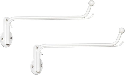 Mkono Wall Mounted Clothes Hanger with Swing Arm Holder Valet Hook Metal Hanging Laundry Drying Rack Space Saver for Closet Organizer, Laundry Room Organization Bathroom, Bedroom,2 Pcs, White