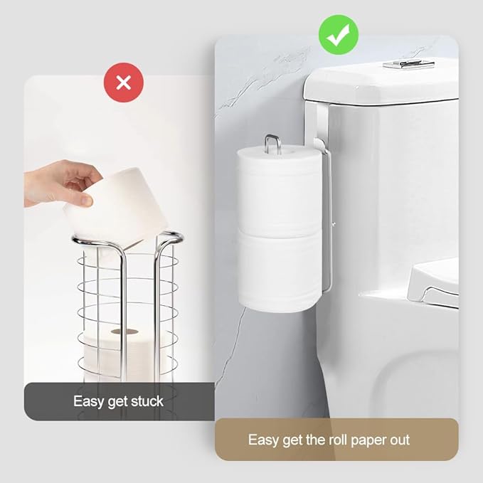 Bathroom Toilet Paper Roll Holder for 2 Roll Tissue, Brushed Nickel,Over The Tank Toilet Paper Holder,Self Adhesive Wall Mount,Stainless Steel Toilet Paper Holder Storage 2pcs