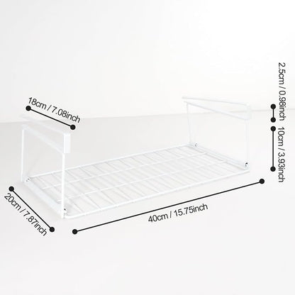 Foil and Plastic Wrap Organizer Kitchen Under Cabinet Desk Pantry Hanging Organizer Storage Foldable Rack (White