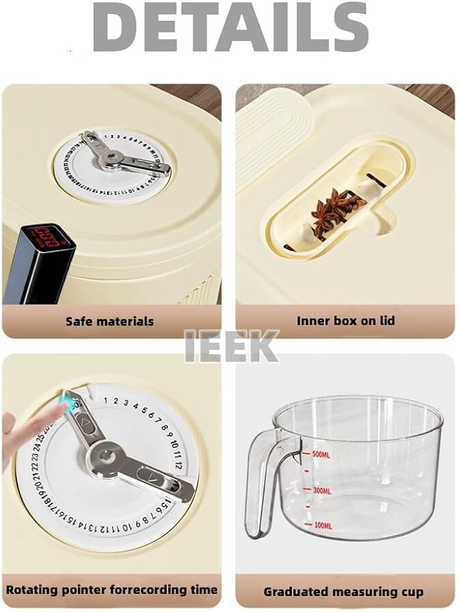 IEEK Rice Dispenser and Grain Container Storage with Lid,Rice Container with Measuring Cup,Moisture Proof Household Cereal Dispenser Bucket for Kitchen Soybean Corn Oatmeal,12Lbs