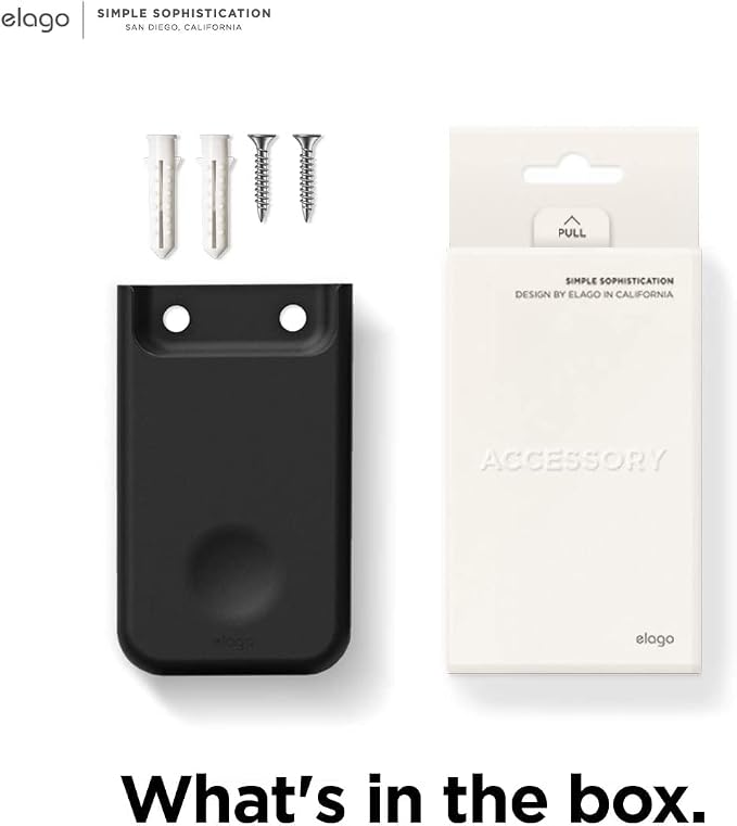 elago Universal Remote Holder Mount Compatible with Apple TV Remote and All Other Remote Controls - Adhesive Tape or Screw Mounting Options, Available Wired Charging [Medium] [Black]