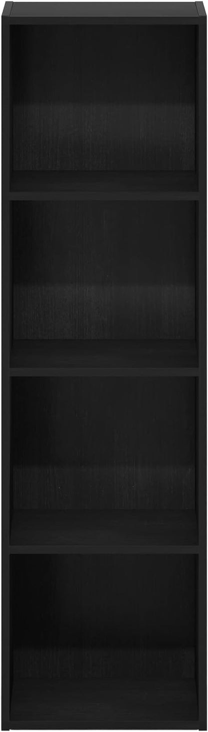 Furinno PASIR Book Shelf, 4-Tier Modern Bookshelf, Open Shelves Bookcase 9 x 12 x 42, for Living Room, Bedroom, Home Office, Blackwood