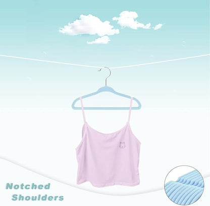 BAGAIL 50 Pack Kids Velvet Hangers 11 Inches Children's Clothes Hangers Non-Slip Baby Hangers for Infant/Toddler (Babyblue)