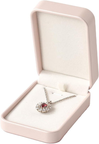 Oirlv Luxury Leather Necklace Pendant Gift Box Jewelry Box Small Jewelry Storage Display Case for Christmas Wedding Engagement Birthday (Pink)