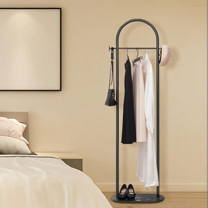 Clothing Rack Marble Base Metal Modern Coat Rack Stand Clothes Rack Stand for Bedroom Standing Garment Rack Heavy Duty Coat Hanger Rack Stand for Bag, Hat, Scarf, Jacket Black