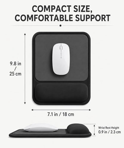 eulps Ergonomic Mouse Pad with Wrist Rest, Gel Mousepad with Soft Wrist Support, Non-Slip PU Base, Smooth Surface Mouse Pad for Wrist Pain Relief, Computer Laptop Office Home & Gaming (Classic Black)