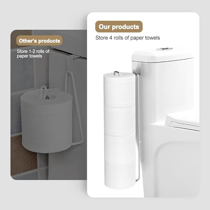 2Pcs Over The Tank Toilet Paper Holder for 4 Roll Tissue，Bathroom Toilet Paper Roll Storage Holder Wall Mount Brushed Nickel,Metal Hanging Toilet Paper Holder Dispenser,Organizer